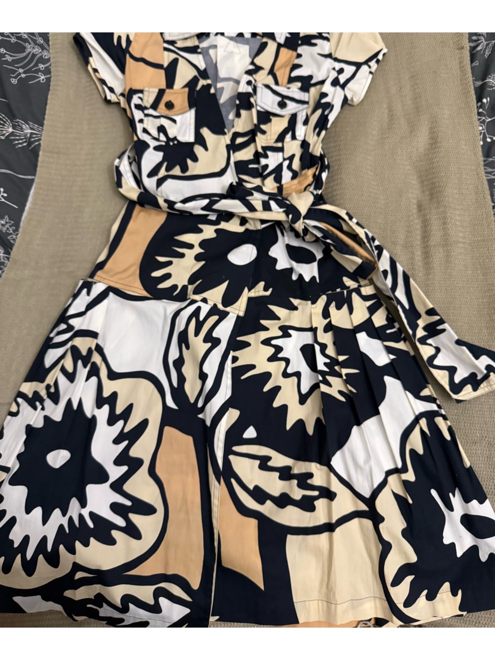 Diane von furstenberg Abstract Floral Print Tie-Waist Tunic Dress